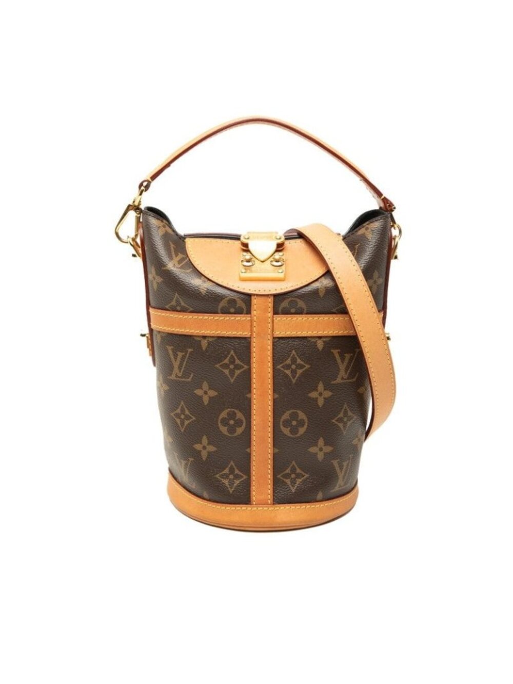 Louis Vuitton Monogram Duffle 2-Way Shoulder Bag Brown Leather